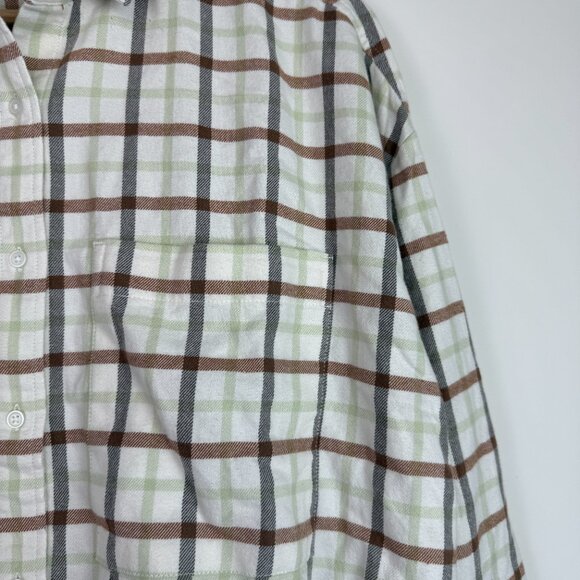 Everlane Boxy Button Front Cotton Flannel Plaid Oversized Long Sleeve Shirt S - Picture 4 of 8